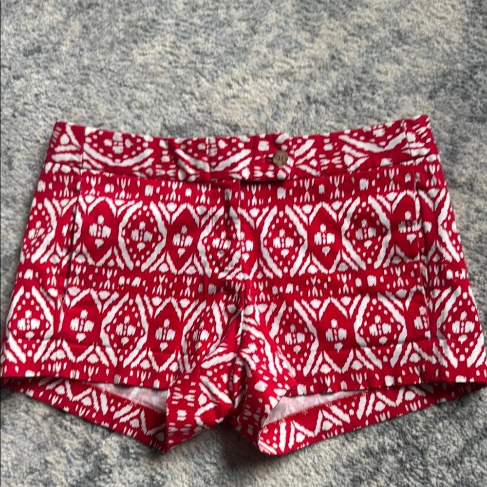 Jcrew City Fit Red and White Patterned Women's Shorts - size 2